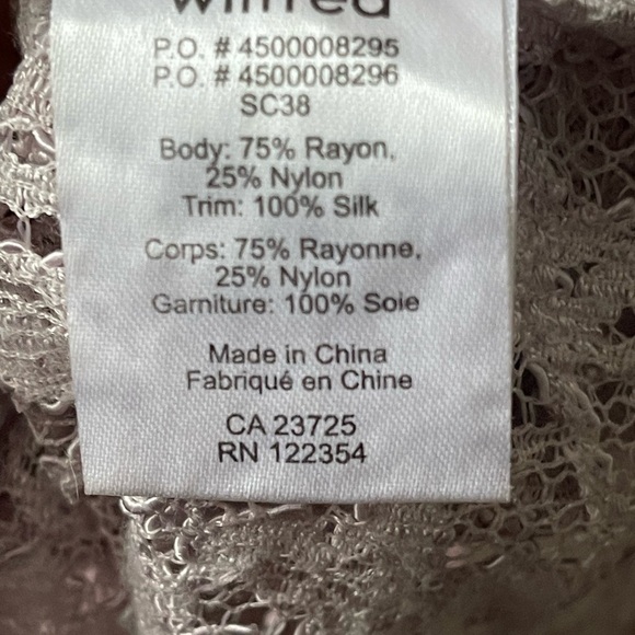 𝅺aritzia Wilfred lilac Madeline Sheer Floral Lace Racerback Tank XXS - Picture 7 of 7